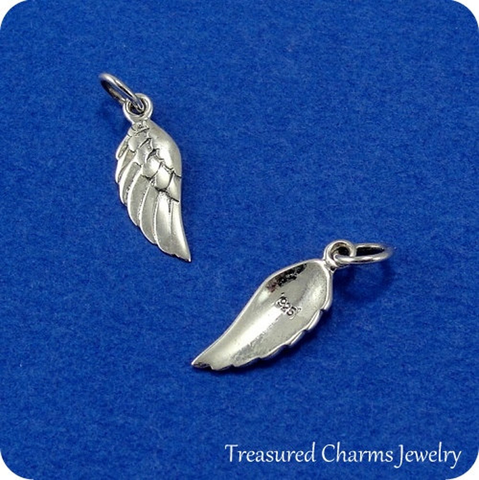 Tiny Angel Wing Charm Sterling Silver Angel Wing Charm for Etsy