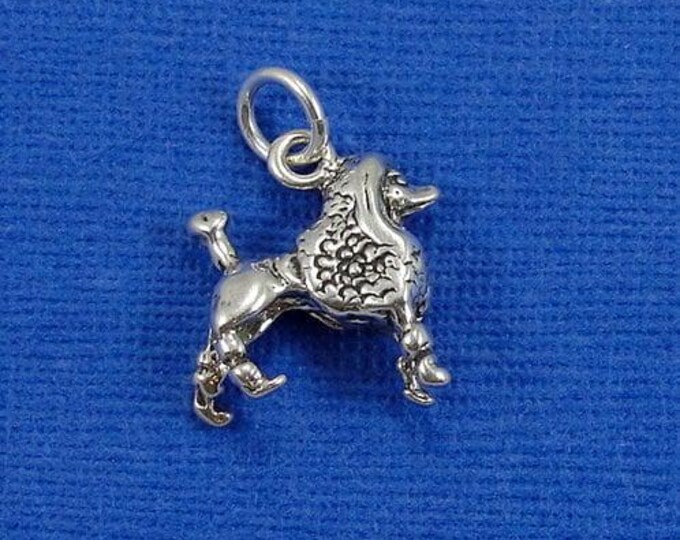 French Poodle Charm - Sterling Silver Poodle Charm for Necklace or Bracelet