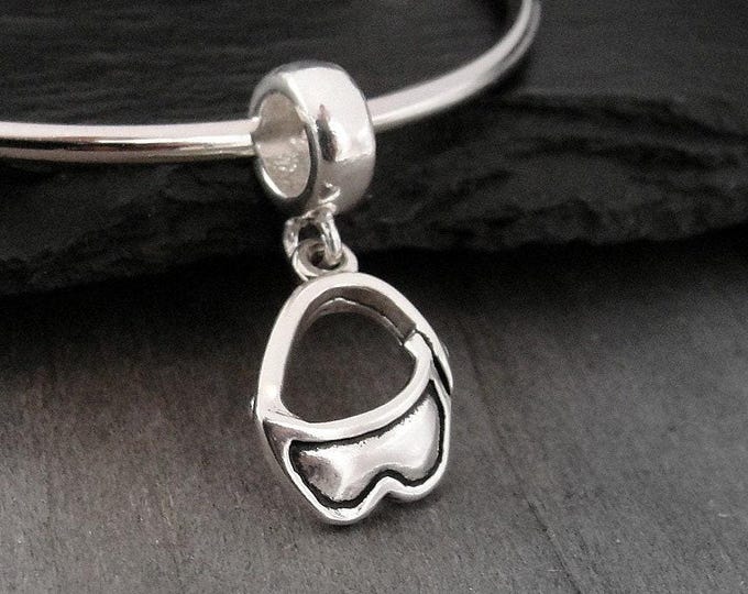 Ski Goggles European Charm, Sterling Silver 3D Ski Goggles Dangle Charm, Skiing Charm, Skier Charm, Skiing Gift, Gift for Skier