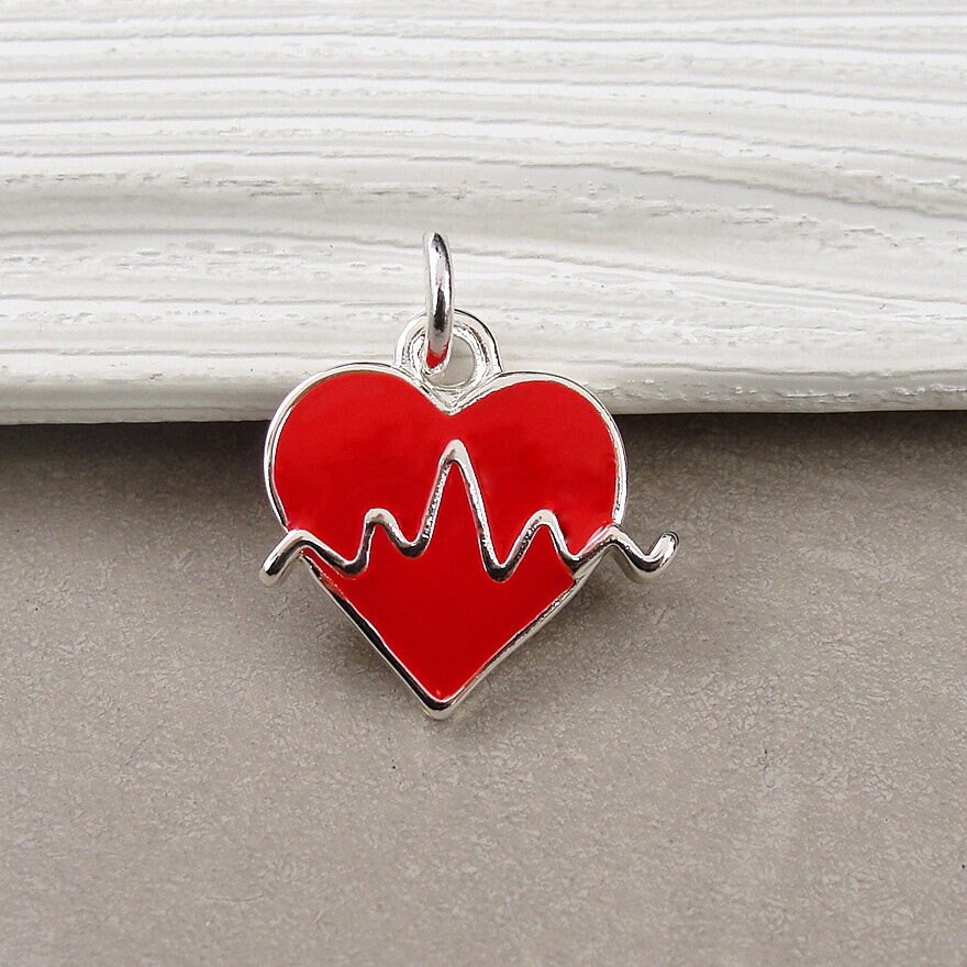 20pcs Ecg Connector Charms For Jewelry Making Heart Love ECG charms For  Bracelet Making Earring Making
