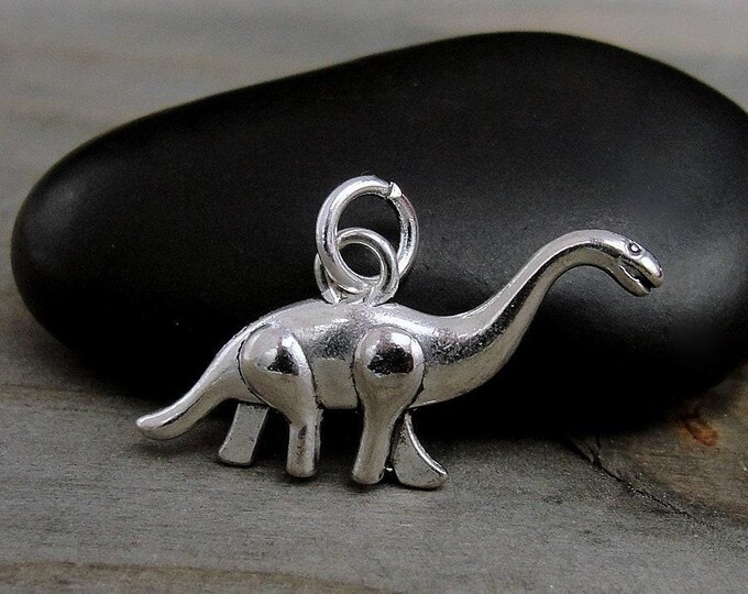 Brontosaurus Charm, Silver Dinosaur Charm for Necklace or Bracelet, Brontosaurus Pendant, Brontosaurus Necklace, Dinosaur Gift Jewelry