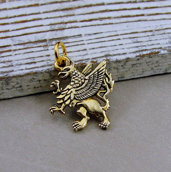 Griffin Charm, Gold Griffin Charm, Griffin Pendant, Gryphon Charm, Gryphon Jewelry, Griffin Jewelry, Necklace Charm, Bracelet Charm
