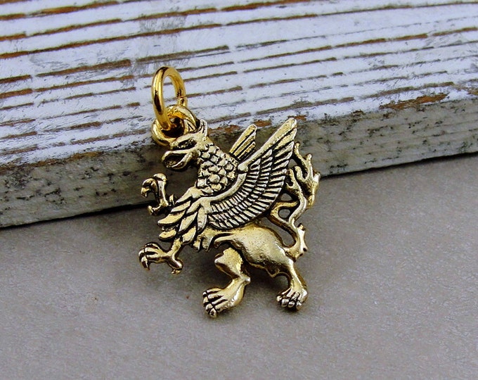 Griffin Charm, Gold Griffin Charm, Griffin Pendant, Gryphon Charm, Gryphon Jewelry, Griffin Jewelry, Necklace Charm, Bracelet Charm