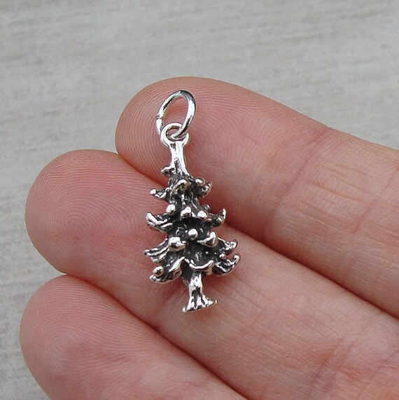 Sterling Silver Christmas Tree Charm – Green Enamel Dangle Pendant For Bracelets & Necklaces (18x13mm) - View #13