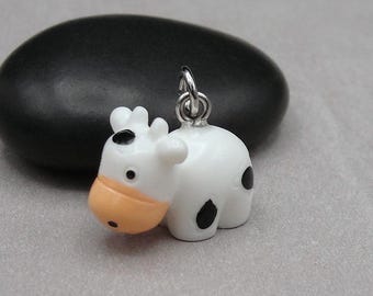 3D Spotted Cow Charm for Necklace or Bracelet, Farm Animal Pendant, Cute Barnyard Jewelry, Gift for Farmer