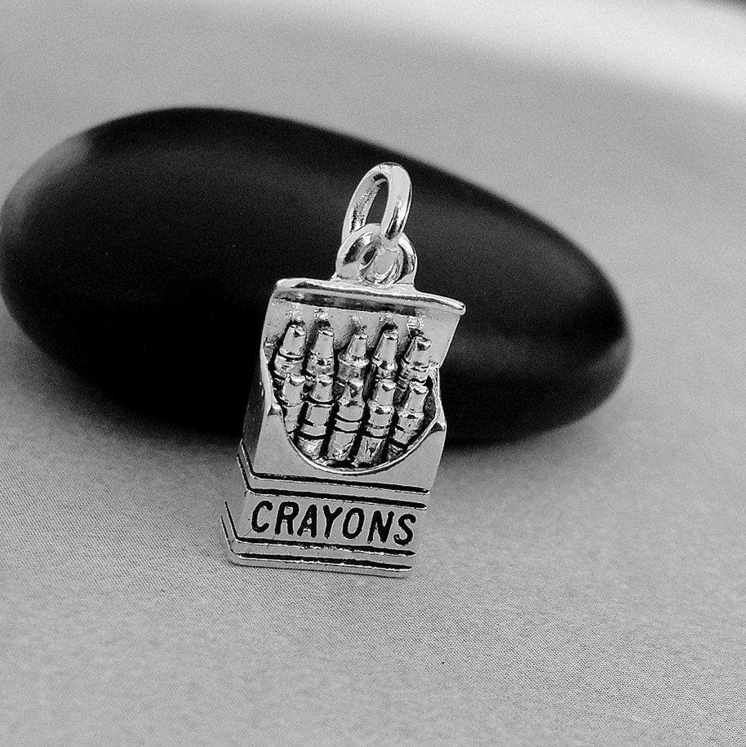 Box of Crayons Charm, Silver Crayon Charm for Necklace or Bracelet
