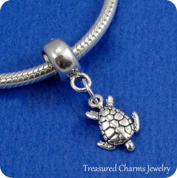 Tiny Sea Turtle European Dangle Bead Charm Sterling Silver | Etsy
