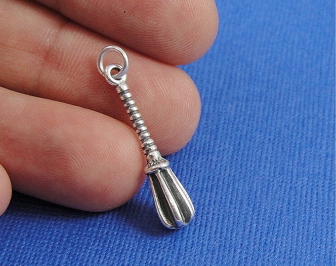 Kitchen Whisk Charm - Sterling Silver Whisk Charm for Necklace or Bracelet