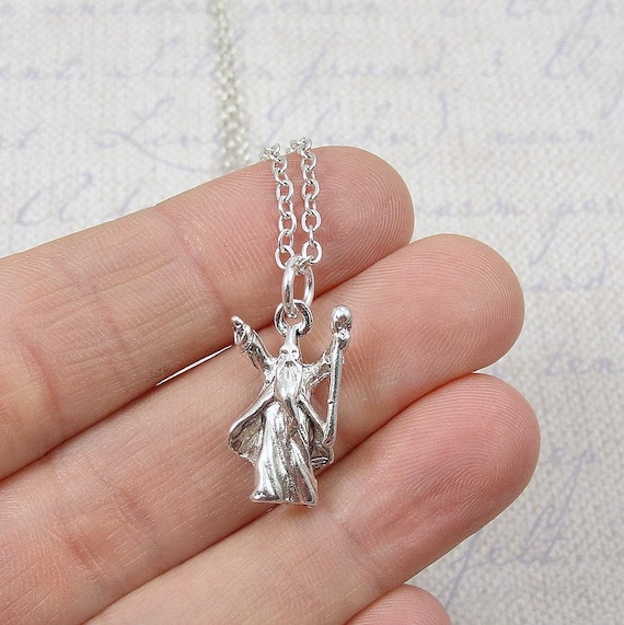 Wizard Necklace, Silver Plated Wizard Charm Necklace, Warlock Wizard Necklace, Silver Plated Wizard Charm Necklace, Warlock