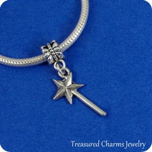 Magic Wand European Dangle Bead Charm - Silver Magic Wand Charm for European Bracelet