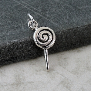Lollipop Charm, 925 Sterling Silver Lollipop Necklace Charm, Candy Charm, Swirl Lollipop Charm, Sweet Treat Charm, Lollipop Gift Jewelry