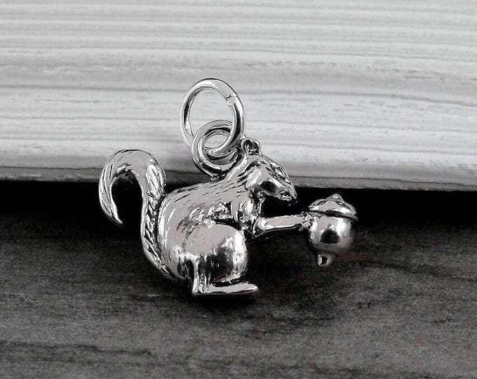 Squirrel Charm, Silver Chipmunk Charm for Necklace or Bracelet, Squirrel Necklace, Squirrel Pendant, Nature Charm, Squirrel Gift