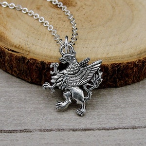 Griffin Necklace, Silver Plated Gryphon Charm Necklace, Gryphon Necklace, Griffin Charm, Griffin Gift, Griffin Jewelry