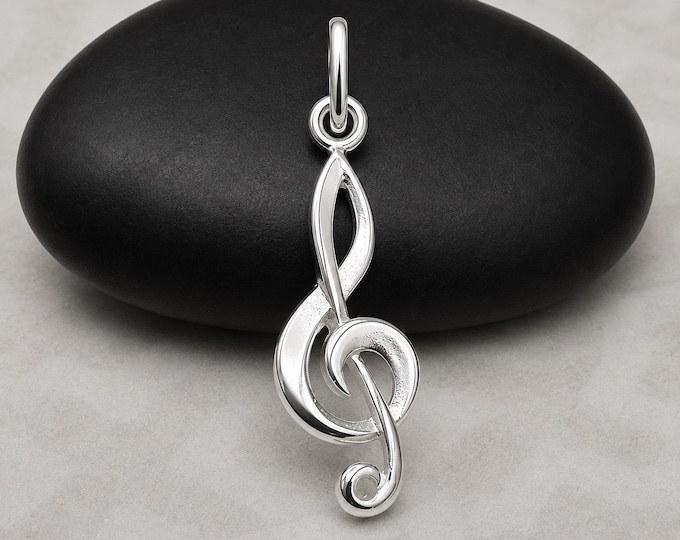 Sterling Silver Treble Clef Charm, Music Note Pendant, Music Charm, Bracelet Charm, Necklace Pendant, Music Teacher Gift, Music Gift