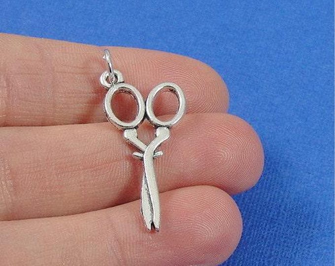 Antique Style Scissors Charm - Silver Plated Old Fashion Scissors Charm for Necklace or Bracelet