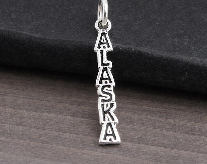 Sterling Silver Alaska Charm, Alaskan Souvenir Pendant Gift