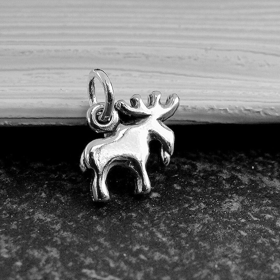 Cute Sterling Silver Moose Slide Pendant Antiqued Finish Cute Sterling Silver Moose Slide Pendant Antiqued Finish