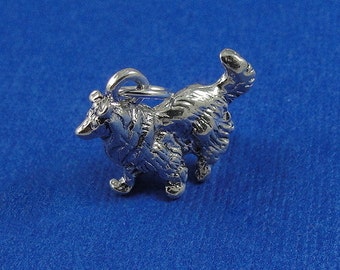 Collie Charm - Silver Plated Collie Sheltie Dog Charm for Necklace or Bracelet