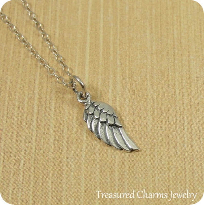 Tiny Angel Wing Necklace Sterling Silver Angel Wing Charm on Etsy