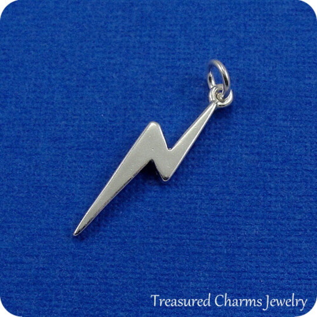 Lightning Bolt Charm Sterling Lightning Bolt Charm for Necklace or
