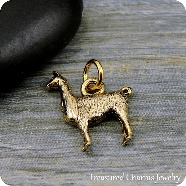 Llama Charm, Gold Llama Charm for Necklace or Bracelet, Llama Pendant, Llama Jewelry, Alpaca Charm, Farm Animal Jewelry, Llama Themed Gift