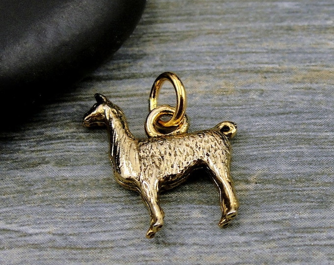 Llama Charm, Gold Llama Charm for Necklace or Bracelet, Llama Pendant, Llama Jewelry, Alpaca Charm, Farm Animal Jewelry, Llama Themed Gift