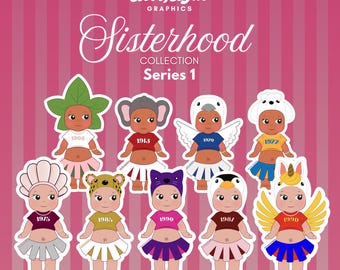 Sorority Organization Sisterhood Sonny Angel Inspired Stickers