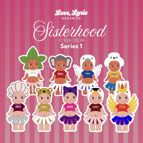 Sorority Organization Sisterhood Sonny Angel Inspired Stickers
