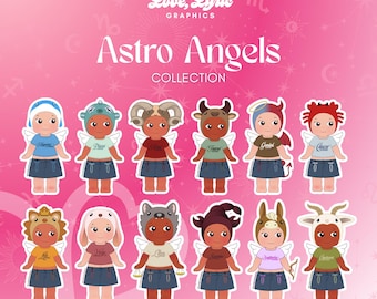 Pegatinas inspiradas en los ángeles astrológicos, astrología, zodiaco y Sonny Angel