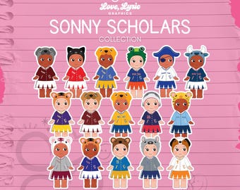 Pegatinas inspiradas en Sonny Angel de Sonny Scholars College, regalo de graduación 2026