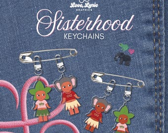 Acrylic Sisterhood Keychain | Double-Sided College Life Bag Charm