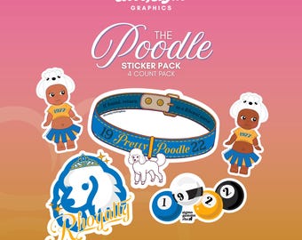 Paquete de pegatinas de caniche (4 unidades)