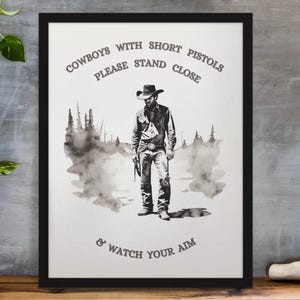 Retro Cowboy Funny Bathroom Print Funny Bathroom Wall Art Bathroom Poster Digital Download Printable Art Toilet Humor Bathroom
