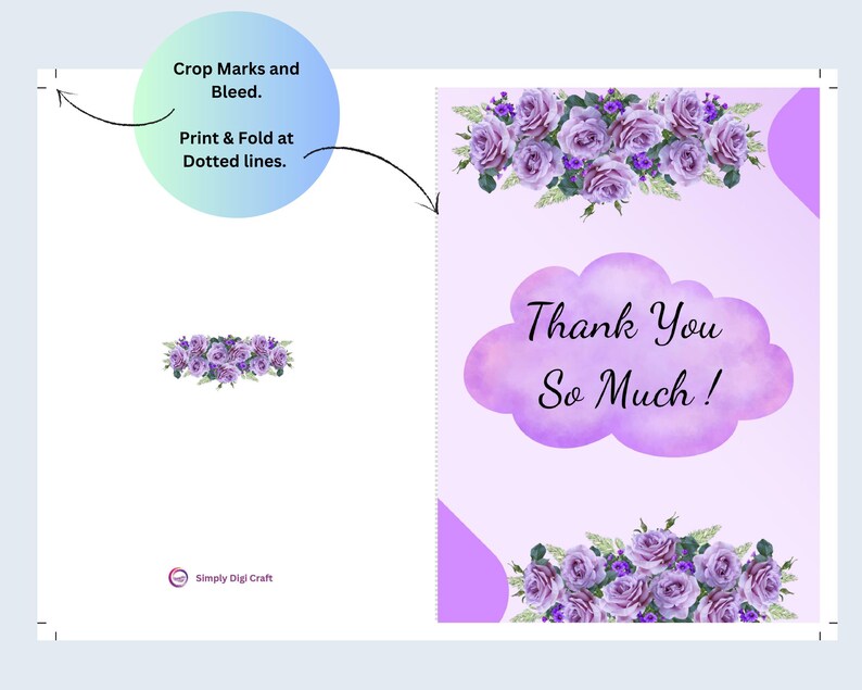 Rose Flower Thank You Card, Printable Thank You Cards, Instant Download ...