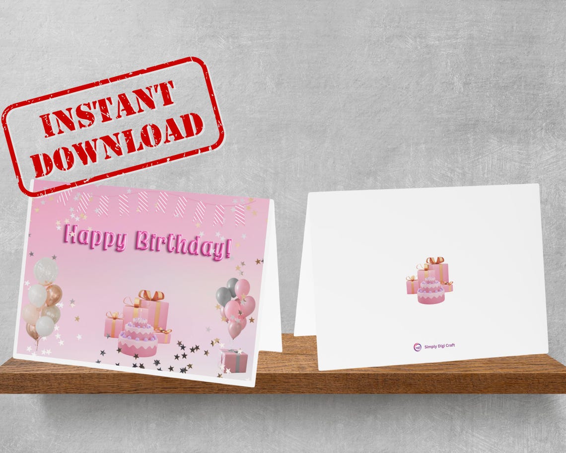 Printable Birthday Card Instant Download 7x5 Inch Cards for Birthday ...