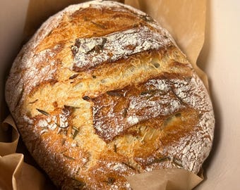 artisan bread with roasted garlic & rosemary, no-knead artisan bread recipe (PDF downloadable RECIPE )