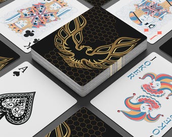 SATB Black and Gold Trans am Firebird Phoenix Playing Cards | Poker Deck