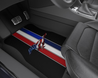 USA Mustang Tribute Car Floor Mats (Set of 4) black