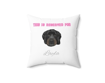 Black Goldendoodle Square Pillow, Dog Lovers Cushion, Cozy Home Decor, Reserved For The Dog, Pet Owner Gift, Custom Pet Pillow