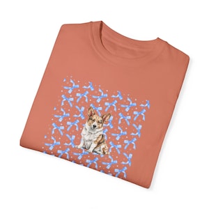 Cardigan Welsh Corgi Blue Bow T-Shirt, Corgi Tee, Comfort Colors Shirt, Dog Lover Gift, Cute Dog T-shirt
