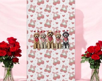 Goldendoodle Valentinstag Handtuch, Küchentuch, Geschirrtuch, Geschenk für Hundeliebhaber, süßes Geschirrtuch, Geschirrtuch, labradoodle