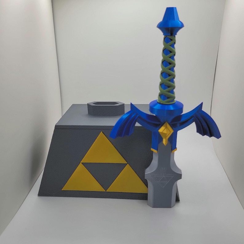 Master Sword in the Stone MTG Deck Box Holds 100 Double Sleeved Cards & Dice Dark Blue