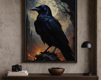 Gothic Raven Wall Art: Dark Crow Printable Poster (Digital Download)