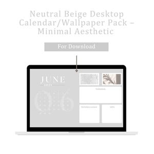 Neutral Gray Minimalist Desktop Background – MacBook, iMac & iPad Compatible (Editable Canva Template with 2025–2026 Calendar)