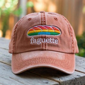 Faguette LGBT Hat, LGBT Baguette Hat, Funny Pride Hat, French Gay Lesbian Joke Hat, Gift for Gay Friend, Humor LGBT Meme Hat
