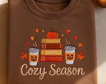Cozy Season Embroidered Sweatshirt | Fall Sweatshirt for Women | Autumn Sweatshirt | Cozy Autumn Shirt | Thanksgiving Crewneck | Fall Outfit