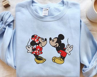 Disney Mickey Minnie besticktes Sweatshirt, passendes paar Sweatshirt, Valentinstag Geschenk für ihn sie, süßes Liebes-Shirt