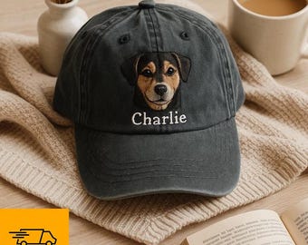 Custom Embroidered Pet Portrait Hat, Personalized Dog/Cat Cap