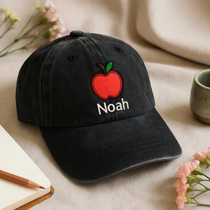 Embroidered Custom Embroidered Teacher Hat – Personalized Back to School Baseball Cap with Apple Washed Hat, Gifts For Children, Teacher