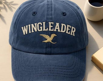 Wingleader Embroidered Hat, Fourth Wing Dragon Cap, Fantasy Rider Dad Hat, Washed Black Baseball Hat, Bookish Gift for Her